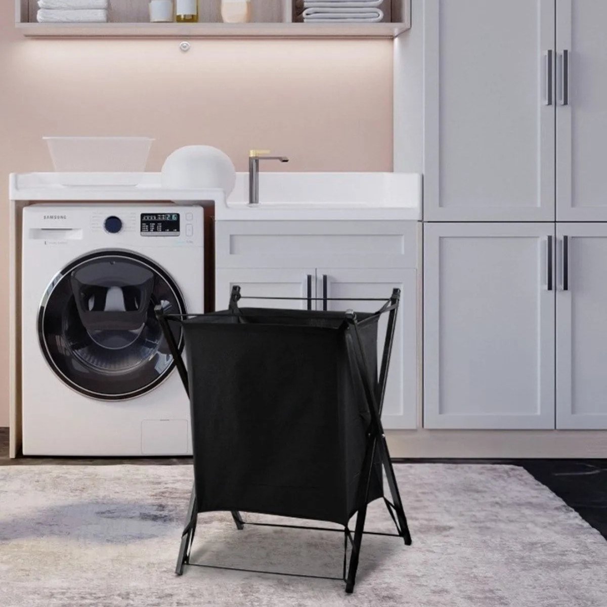 Goedkoopste Wasmand - Zwart - Industrieel/Modern - Wasmand op Poten - Metaal - Opvouwbaar - Wasverzamelaar