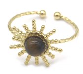 Ring - bijoux - accessoire - acier inoxydable - acier inoxydable - soleil - pierre - taille unique - couleur or - vert - cadeau - cadeau - cadeau - fête - vacances