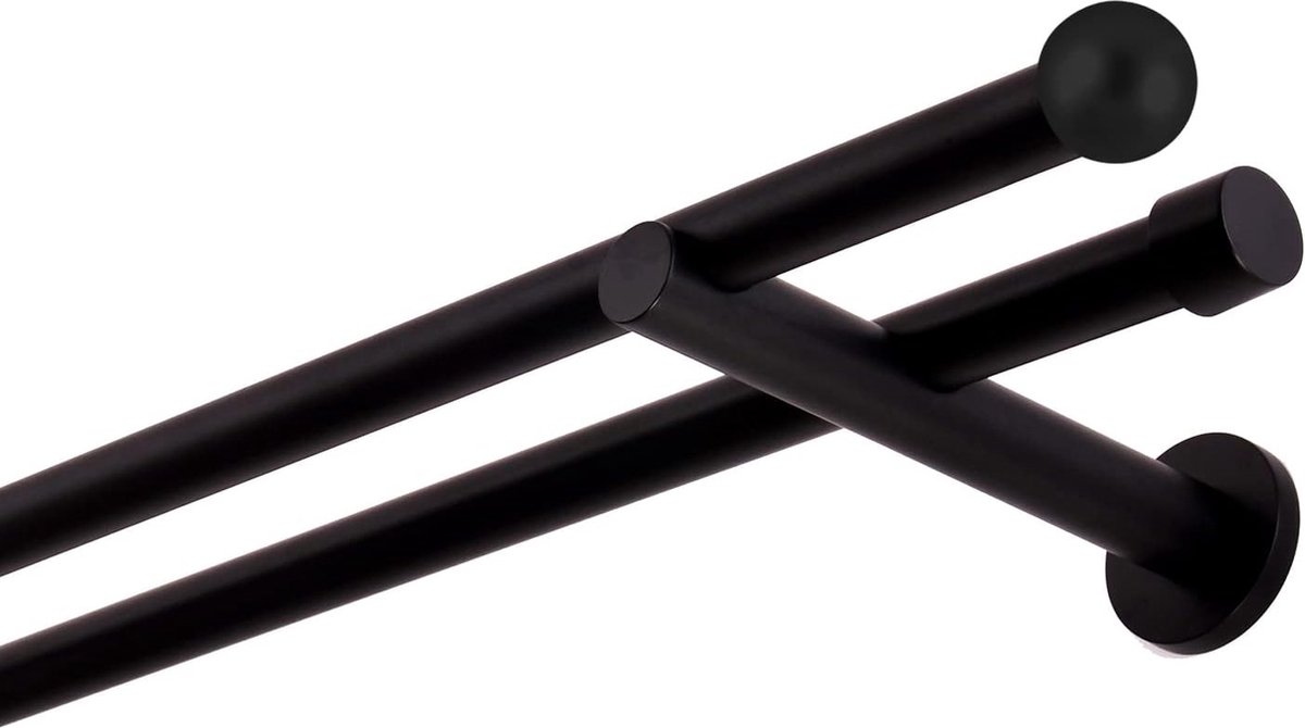 MDEKOR Tringle à Rideaux 200 Cm à Double Passage | Tringle à Rideaux Pour Montage Mural Or Vieilli En Métal | Set De Tringles à Rideaux 19 Mm