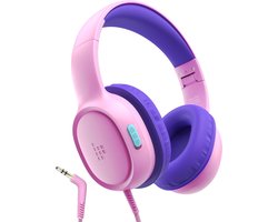 StayPowered Kinder Hoofdtelefoon - Veilig Geluid en Comfort voor Kinderen - Volumebegrenzing 85/93 dB - Opvouwbaar en Verstelbaar - Compatibel met Tablets en Smartphones - Nylon Snoer - Zacht Eiwitleer - Roze/Paars - Levering Sneller dan Aangegeven!