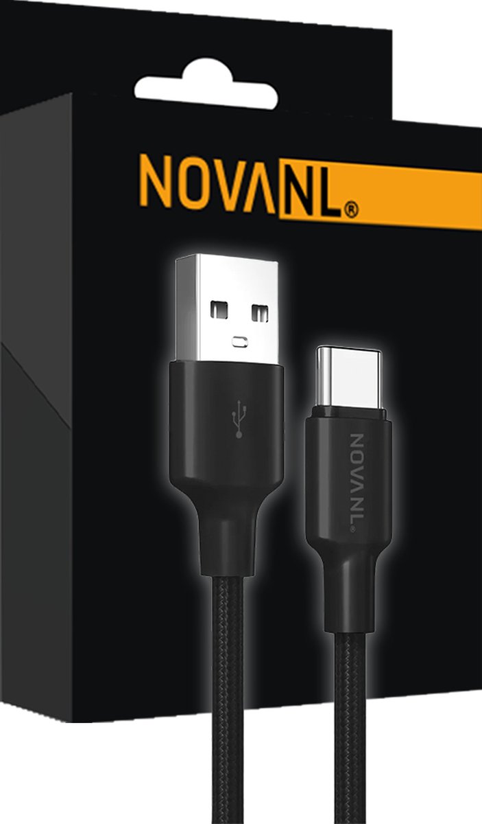 NOVANL Snellader USB A naar USB C Kabel - Zwart - 0.5M - USB Kabels - Oplader - Lader