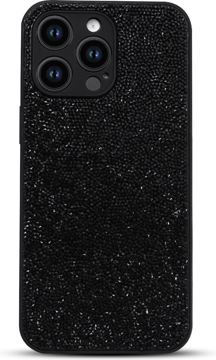 Casemania Hoesje Geschikt voor Apple iPhone 12 Pro - Zwart - Diamant Glitter Back Cover
