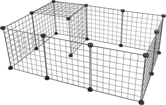 Seastone - Pet Box Ijzeren Hek - Huis Oefening Training - Konijnen Cavia Kooi Kitten Puppy Honden - Ruimte Benodigdheden - Spelen Slapen - 145 x 75 x 35 cm