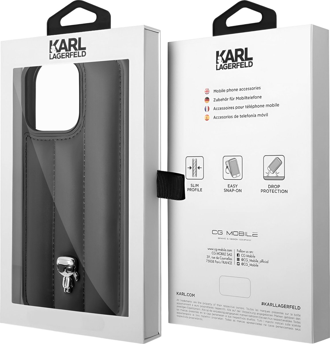 iPhone 14 Pro Backcase hoesje - Karl Lagerfeld - Effen Zwart - Kunstleer