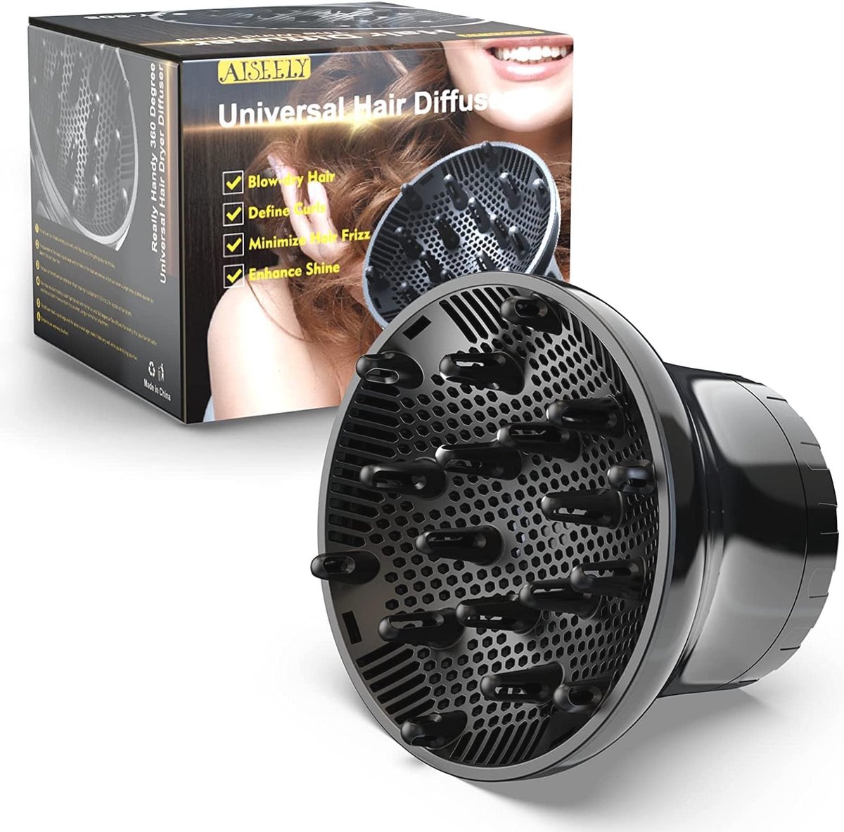 Universele Haardiffuser voor Krullend en Golvend Haar - Verstelbare Haardrogersproeier voor Optimale Styling
