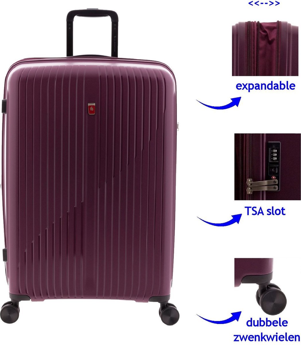 Gladiator Calypso Grote Expandable Koffer met TSA slot - 73 cm - 93/104 liter - Bordeaux Rood
