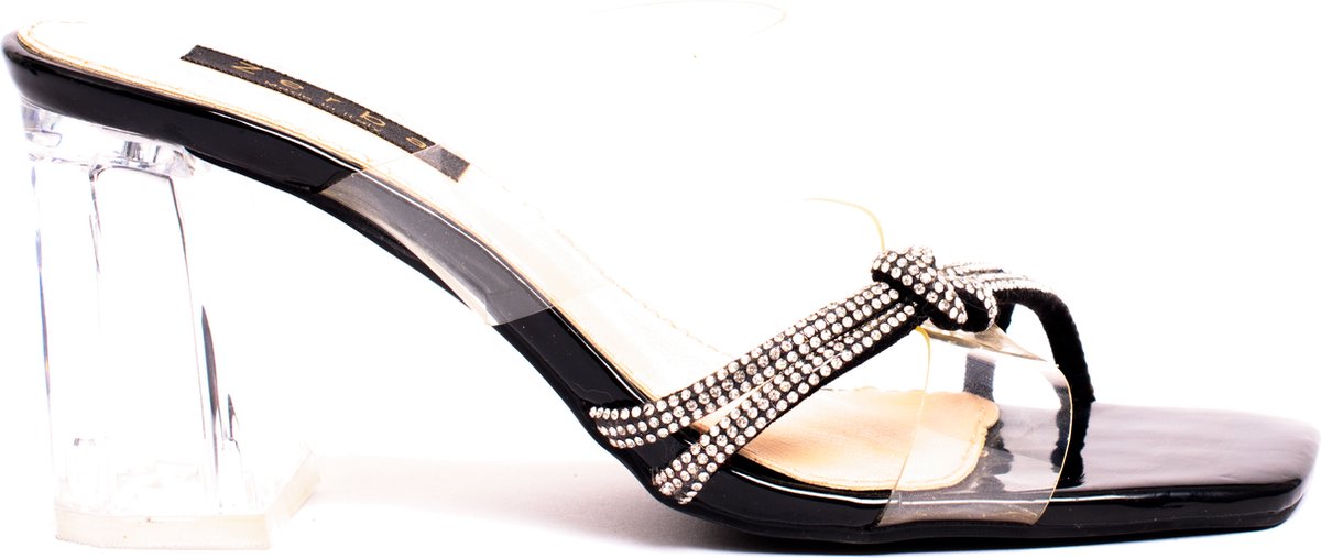 Zerba - Dames Sandalen - Muiltjes - Maat 38 – Zwart Leer – Acerno