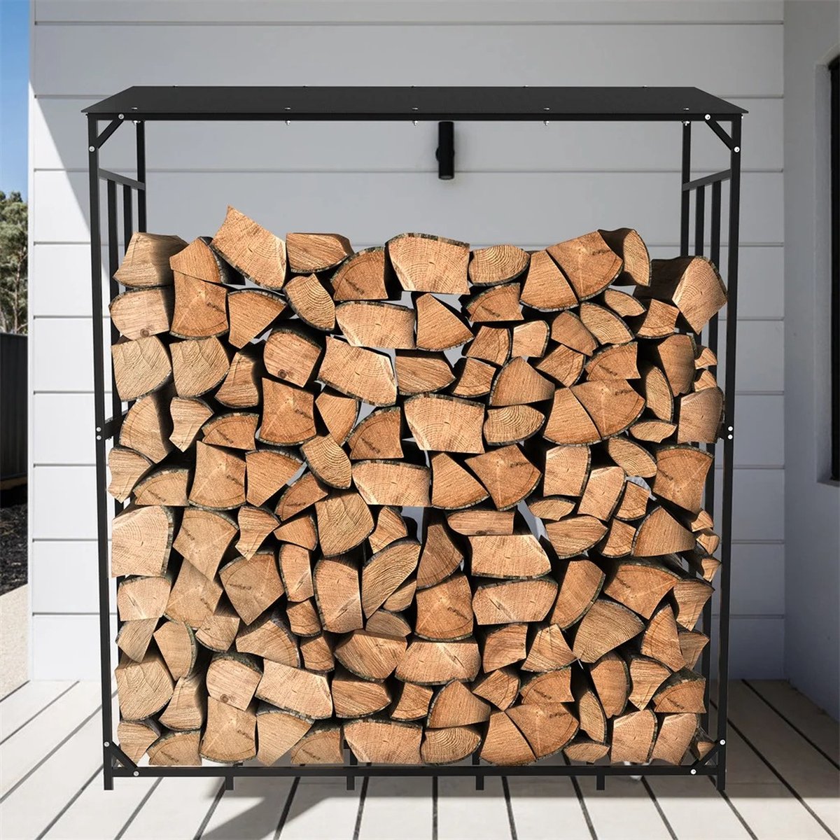 Mygroot - Outdoor - Metalen - Stapelhouder Hout - Brandhout Rack - B156 x D60 x H176 Tuinhuis Met Waterdicht Dak.
