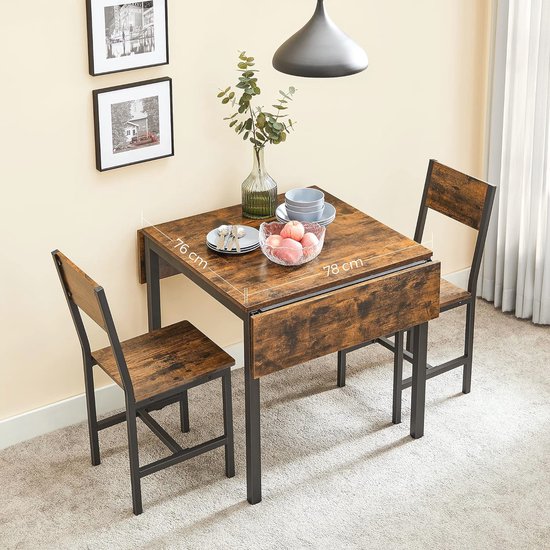 Inklapbare keukentafel voor 2-4 personen - Vintage bruin-zwart - Ruimtebesparend ontwerp — afbeelding 4
