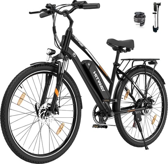Hitway Elektrische Fiets BK27 - Trendy 28 Inch City Commuter EBike met Afneembare 36V 12Ah Lithium Batterij - Mountain E-Bike met 250W Motor - 7 Versnellingen - IP54 Waterdicht