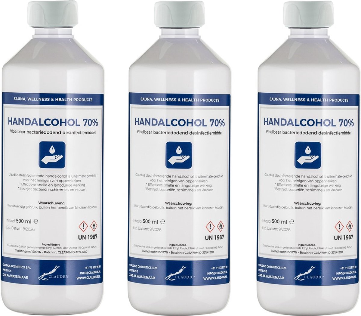 Goedkoopste Handalcohol spray 70 - 500 ml met dop - set van 3 suks