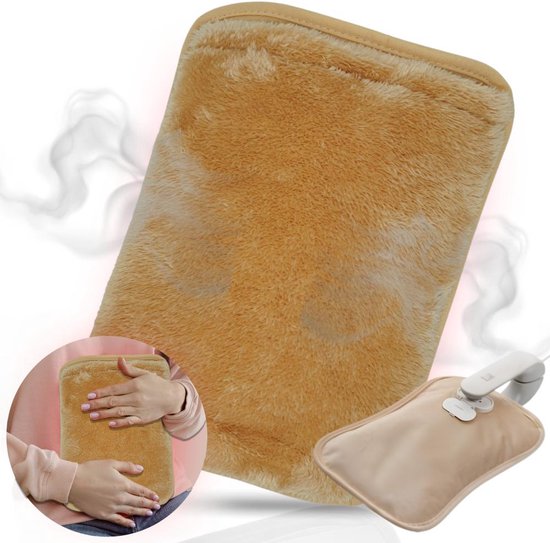 Qualita® Elektrische Kruik Beige - Elektrische Kruik - Baby - Volwassen - Warmtekruik - Warmtekussen Oplaadbaar - Warmwaterkruik - Met Hoes - Warmtekussen Elektrisch - Incl. Powerbank - Handwarmers - Draadloos - Oplaadbare Kruik