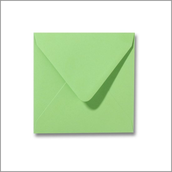 Enveloppes de Luxe vert lime - 14x14 cm - Lime - 100 Pièces - 110 Grammes - Enveloppes carrées