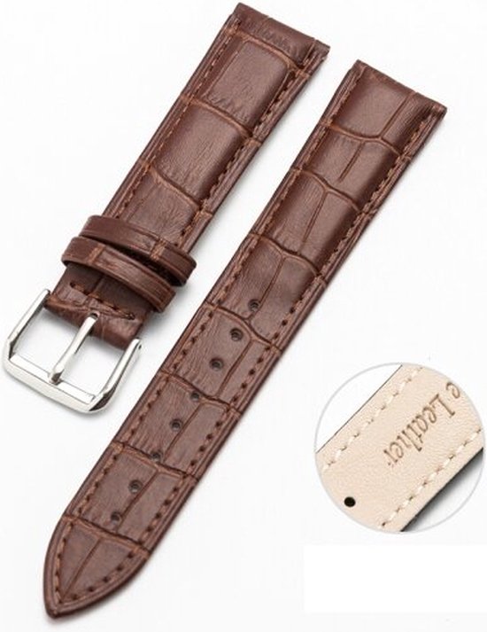 By Qubix - 22 mm - Convient pour Garmin Forerunner 255 - Bracelet en cuir de crocodile - Marron - Convient pour bracelet Garmin