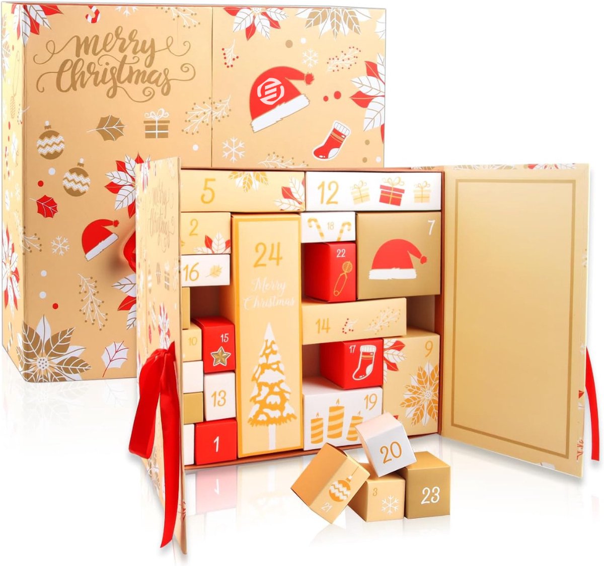 Equivera Adventskalender - Adventskalender 2024 - 24 Dagen Aftelkalender - Kerst Adventskalender - Kerstcadeau - Sinterklaascadeau - voor Kinderen en Volwassenen - 24 Verrassingen