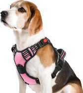 JAXY Harnais pour chien - Harnais pour chien - Harnais pour petit chien - Harnais en Y pour chien - Harnais pour chien - Harnais anti- Trek pour chien - Réfléchissant - Taille M - Rose