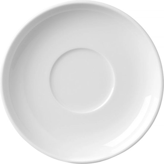 Hendi Soucoupe pour café et cappuccino - bords renforcés - porcelaine résistante à l'usure - ⌀145 mm - blanc
