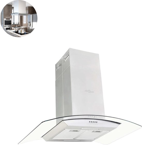 Afzuigkap - 90 cm -Onderbouw - Afzuigkappen - Met koolstoffilter - Schuin - Zilver