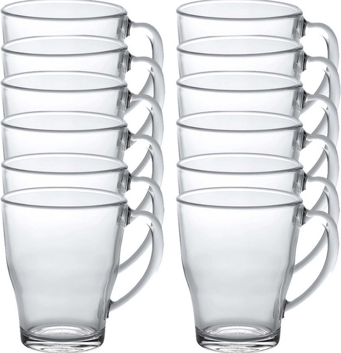 Duralex Theeglazen/koffieglazen Cosy - 12x stuks - transparant glas - 350 ml - met handvat