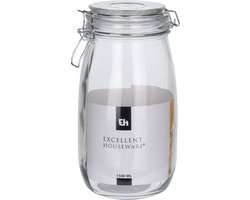 Excellent Houseware keuken voedsel opslagpotten - 1500 ML - met beugel sluiting - glas - weckpotten - inmaakpotten