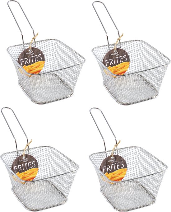Secret de Gourmet Frietmandje/serveermandje - 6x - zilver - RVS - 20,5 Secret de Gourmet Frietmandje/serveermandje - 6x - zilver - RVS - 20,5