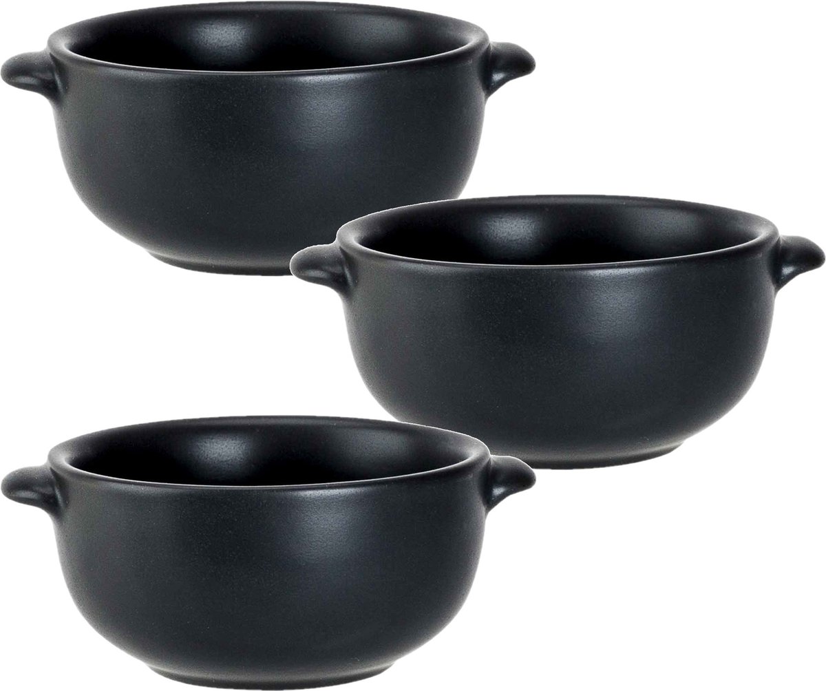 Cosy & Trendy kleine tapas/amuse soepkommetje - Set van 4x stuks - zwart -10 cm