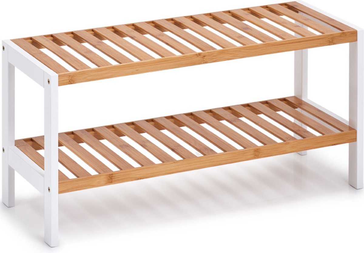 Houten schoenenkast/schoenenrek 2-laags 70 cm - Zeller - Schoenen opbergers/opbergen - Schoenenkasten/schoenenrekken - Camping/gang kasten/rekken