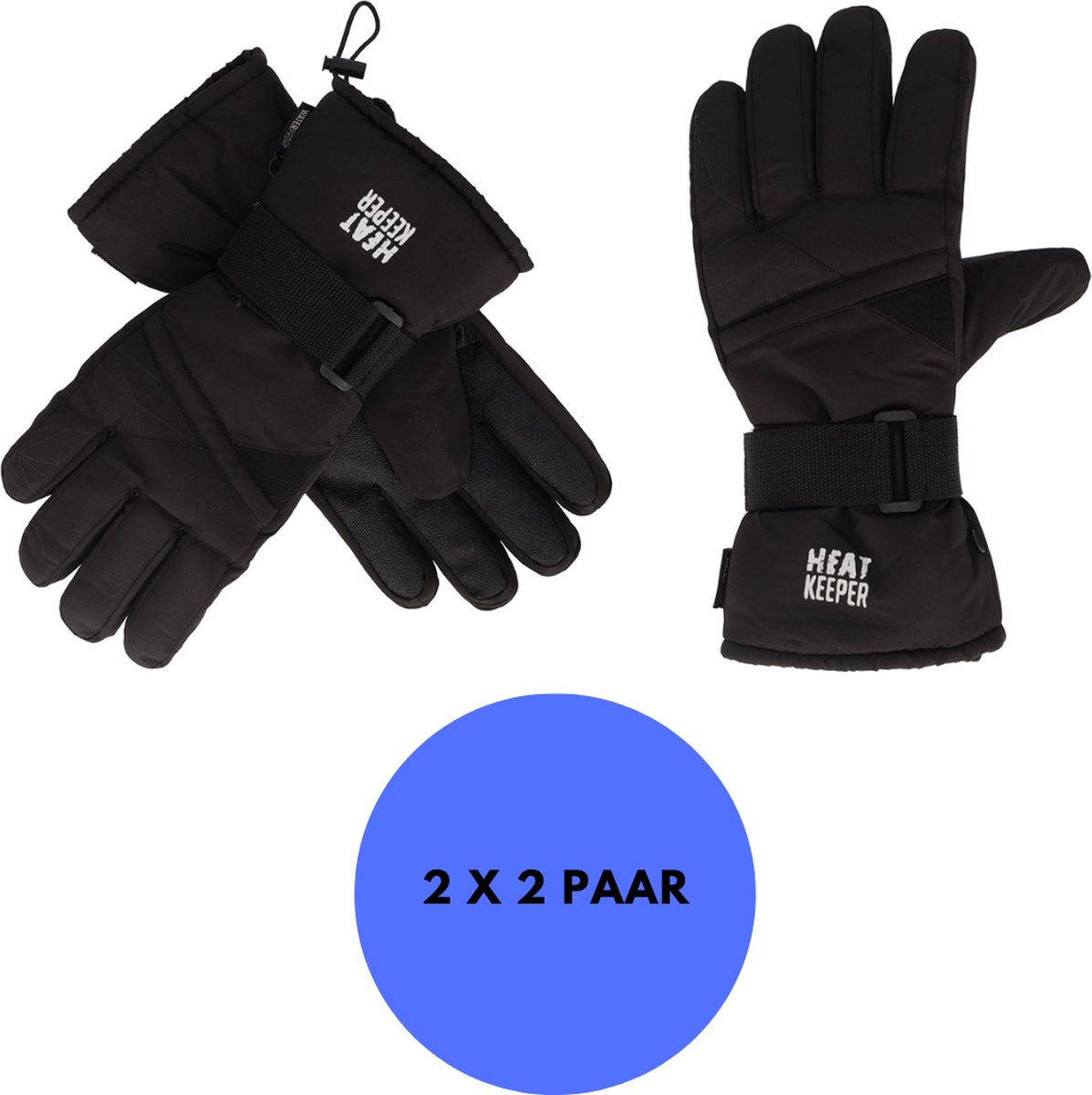 Heatkeeper Snowboard handschoenen Pro Unisex – 2-Paar Winter handschoenen Zwart