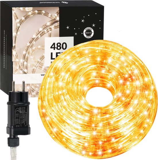 Springos Lichtslang | Lichtsnoer | Lichtsnoer Binnen | Lichtsnoer Buiten | Lichtslinger | 20 m | Warm Wit | 480 LED