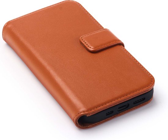Coque pour iPhone 15 - Bookcase portefeuille de Luxe MobyDefend - Marron clair - Étui pour téléphone portable - Étui de téléphone adapté pour iPhone 15