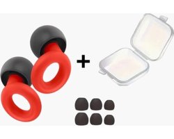 Oordoppen Slapen - Reizen - Overprikkeling - Earplugs - Rood - SNR 26 dB - Sleep Plugs - Inclusief Opbergdoosje - Festival Oordopjes - Herbruikbare Gehoorbescherming - Sport Oordopjes - Oordoppen Zwemmen - 8 Dop