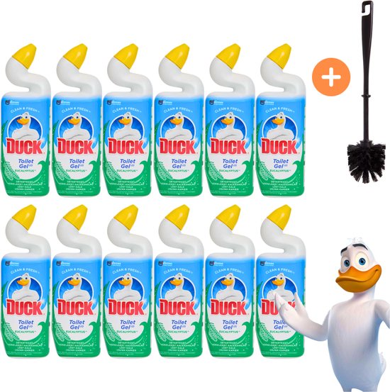 Duck Clean & Fresh Toiletgel Eucalyptus met Toiletborstel - 12 x 750ml ...