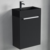 LOMAZOO Toiletmeubel - WC Meubel - Fonteinmeubel - Toiletkastje - WC Kastje - Wastafelmeubel - Wastafelkast - Mat Zwart - BOMBAY