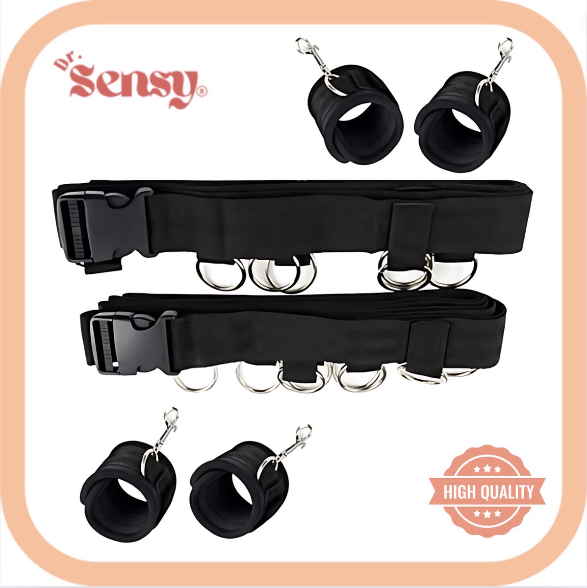 Goedkoopste Dr. Sensy BDSM Bed restraints - Zwart - 4 boeien matras banden - Bedboeien - Verstelbare Riemen en Boeien - Voor koppels - SM - Fetish