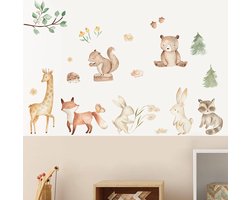 Muursticker kinderkamer | bosdieren | cartoon dieren | aquarel | Stickers zelfklevend | Kinderkamer | Babykamer | slaapkamer | Meisje | Jongen | Huis inrichting | Stickerkamer®
