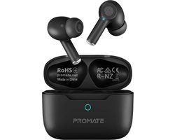 ProMate® True Wireless Oordopjes - In-Ear - Met Active Noise Cancelling - Bluetooth v5.3 - Draadloze oortjes met Microfoon - 25 uur Afspeeltijd - Intelligente Touchbediening - Oplaadcase - Universeel - Geschikt voor Smartphone & Laptop - Zwart
