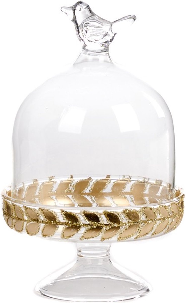 Goodwill Stolp met Vogeltje Glas D 6.5 cm H 12 cm