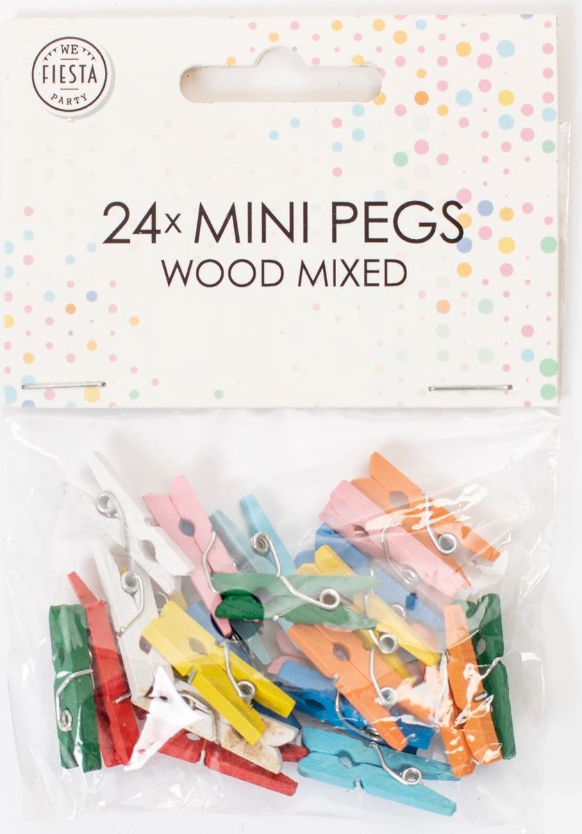 Goedkoopste 72 Mini houten knijpers Gemixt - Feest Thema Polaroid Foto Ophangen Klein Knijper