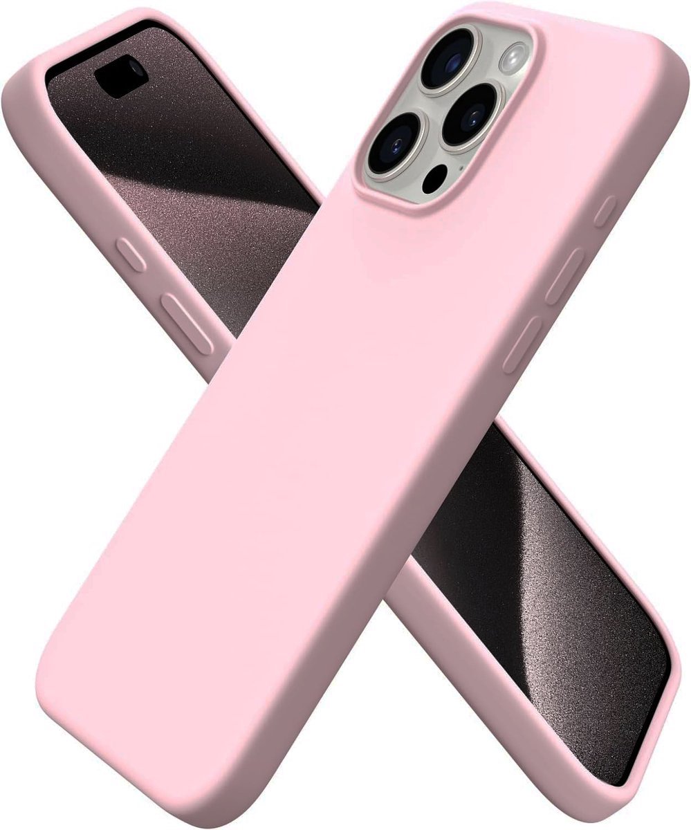 BixB hoesje geschikt voor iPhone 16 Pro Max Hoesje Siliconen - liquid Backcover - Roze