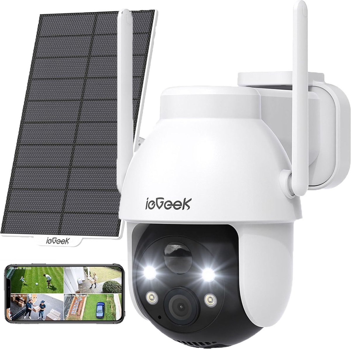 IeGEEK 2K PTZ Bewakingscamera Buiten Draadloos met Batterij Solar WiFi Beveiligingscamera voor thuis met Zonnepaneel en PIR Bewegingsdetectie Kleuren Nachtzicht CCTV IP Camera Security
