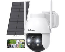 ieGeek 2K PTZ Bewakingscamera Buiten Draadloos met Batterij, Solar WiFi Beveiligingscamera voor thuis met Zonnepaneel en PIR Bewegingsdetectie, Kleuren Nachtzicht CCTV IP Camera Security