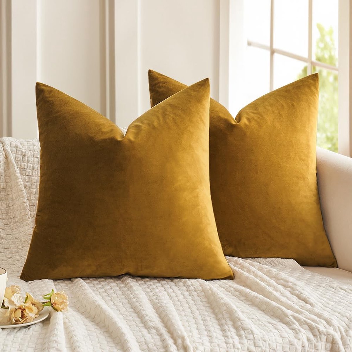 Set van 2 Fluweel Kussenhoezen 50x50 cm - Zachte Sierkussenslopen voor Bank en Woonkamer