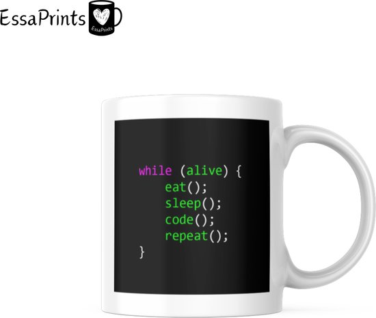 Foto: Essaprints mok coding mok coding quotes programmer life programmer joke mug aesthetic mok cadeau mok moederdagscadeau verjaardagscadeau koffiemok coffee mug mug gift mug kerstcadeau