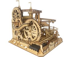 Meedeer Houten Bouwpakket-3D puzzel-houten puzzel-mechanische constructie-Set met houten achtbaan met knikkers voor volwassenen en kinderen-met de hand in elkaar te zetten-mechanisch tandwiel-3D-puzzel-constructieset met 10 stalen knikkers