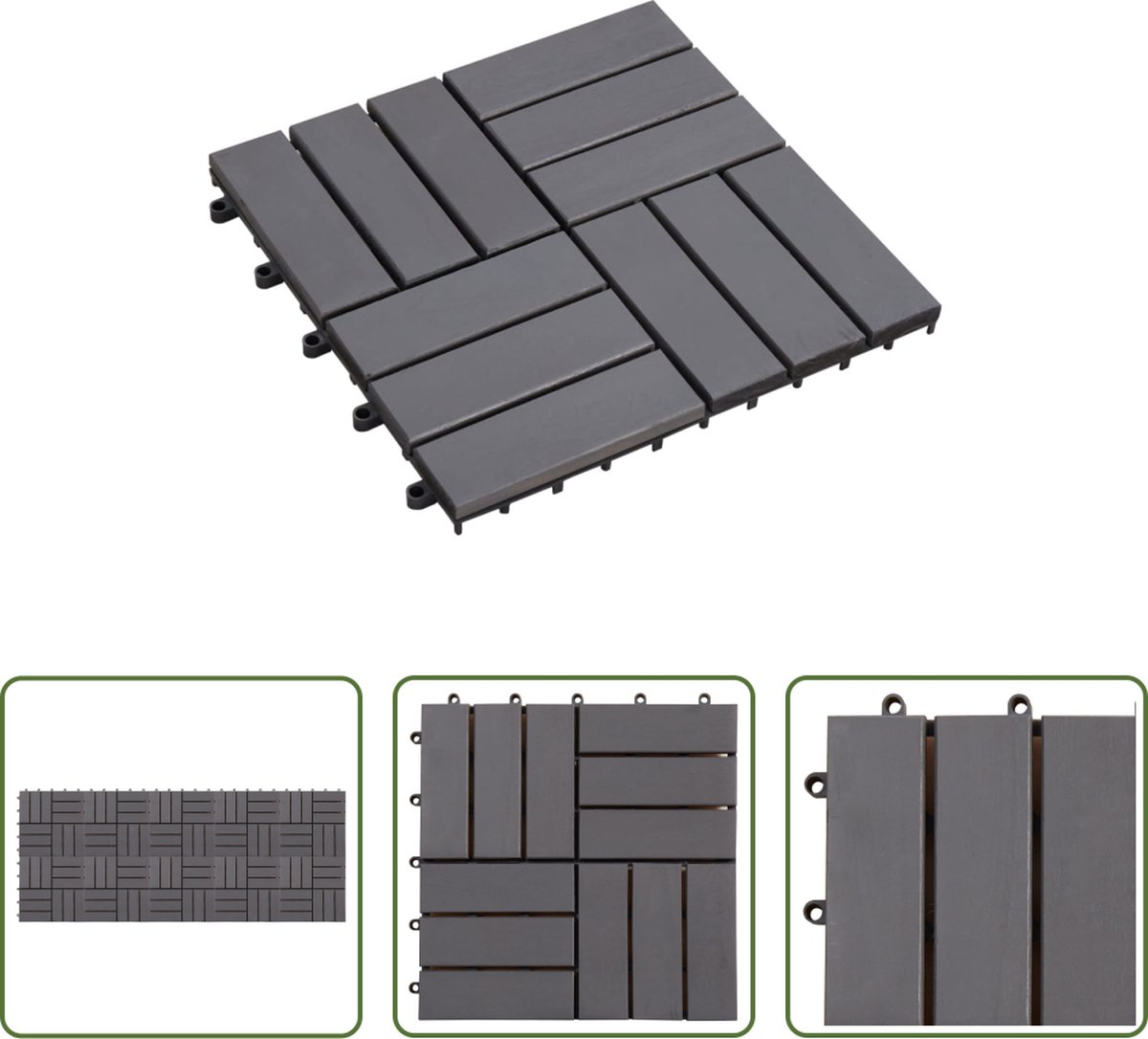 The Living Store Terrastegels Greywash 30x30cm Anti-slip Acaciahout Set van 1