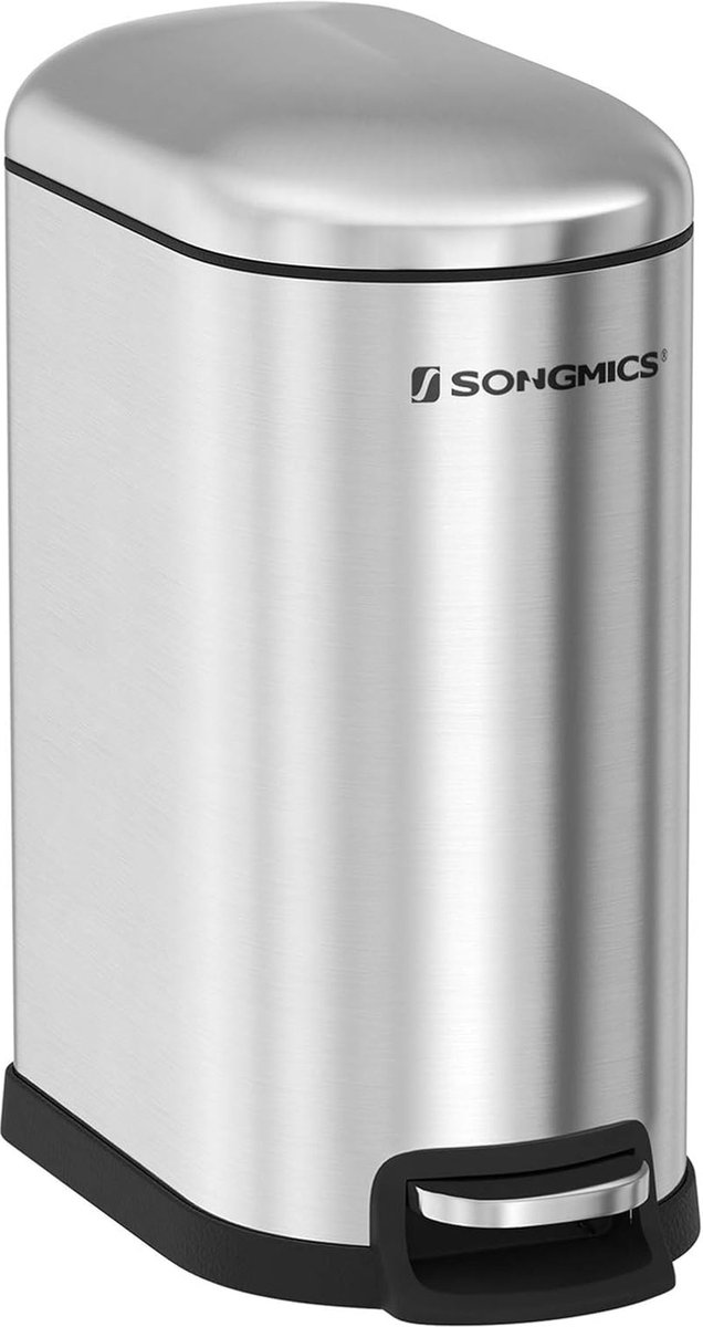 Goedkoopste FurnStar - Pedaalemmer - Prullenbak Cosmetische kan van staal - 10 liter - Smalle pedaalemmer met binnenemmer - voor badkamer - Soft Close - Inbouwbak - Zilver
