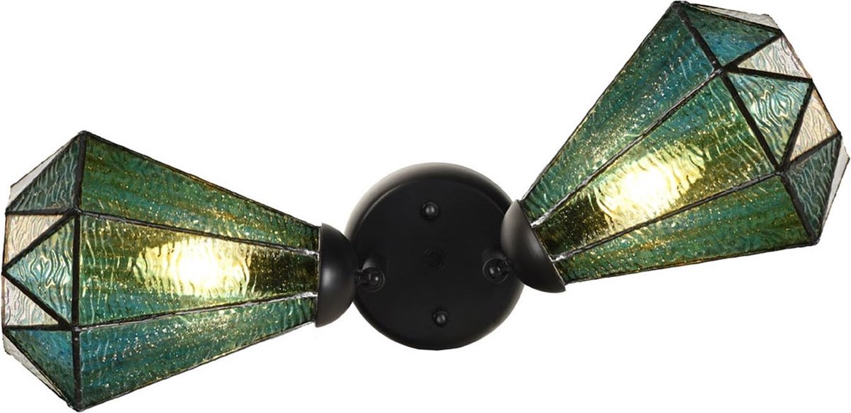 Coloured by Art Dubbele spot Zwart met Arata Green - Art Deco Trade