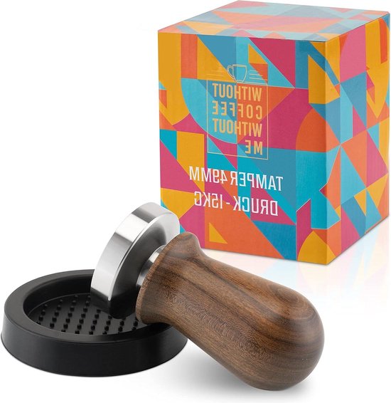 Koffietamper, 51 mm, espresso tamper, van roestvrij staal, tampermat voor perfecte espresso barista-gereedschap, koffietamperset voor cafés en koffieliefhebbers