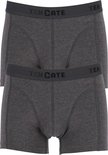 Twee donkergrijs gemêleerde shorty's met donkere tailleband met 'TEN CATE' logo.