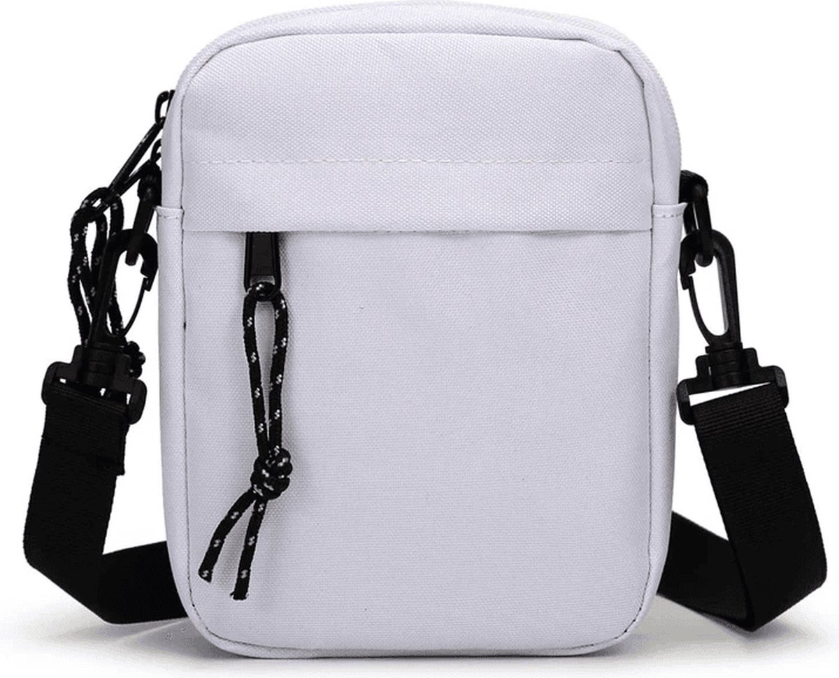 Nektasje - Reisportemonnee Crossbody Schoudertas - Waterafstotend Oxford - Unisex - Compacte Reistas voor op Reis en Vakantie - Telefoontasje met Nekkoord - 4 Compartimenten - Voor Dagelijks Gebruik - Wit